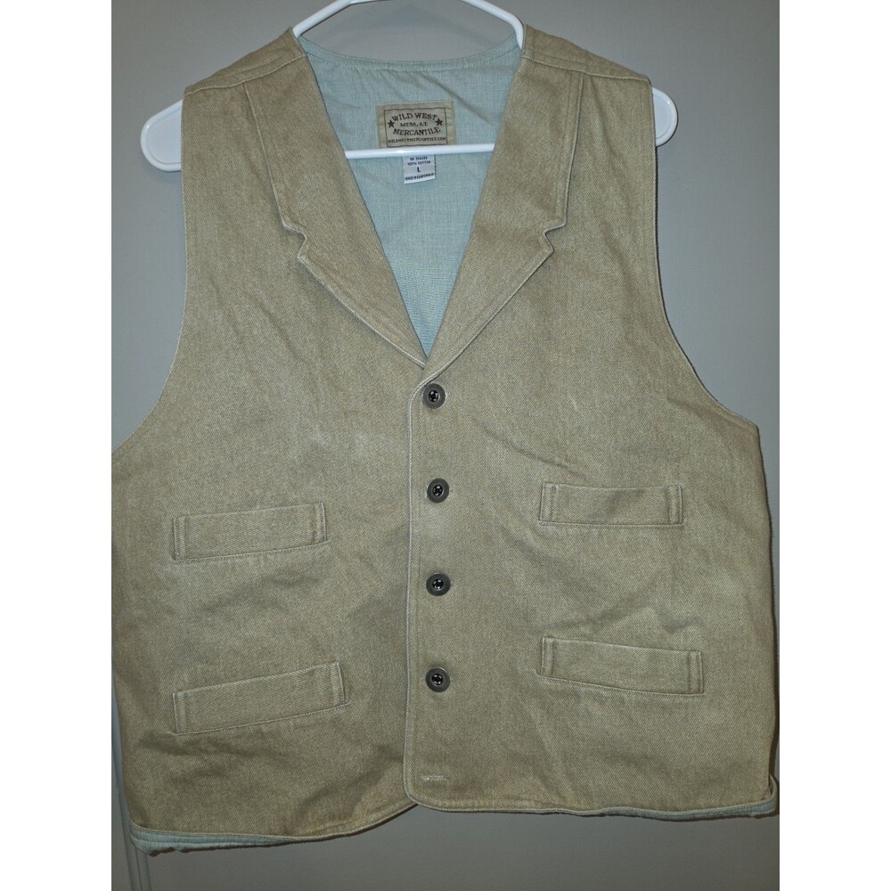 Wild West Mercantile Wheat Tan 4 Pocket Vest Large 100%cotton